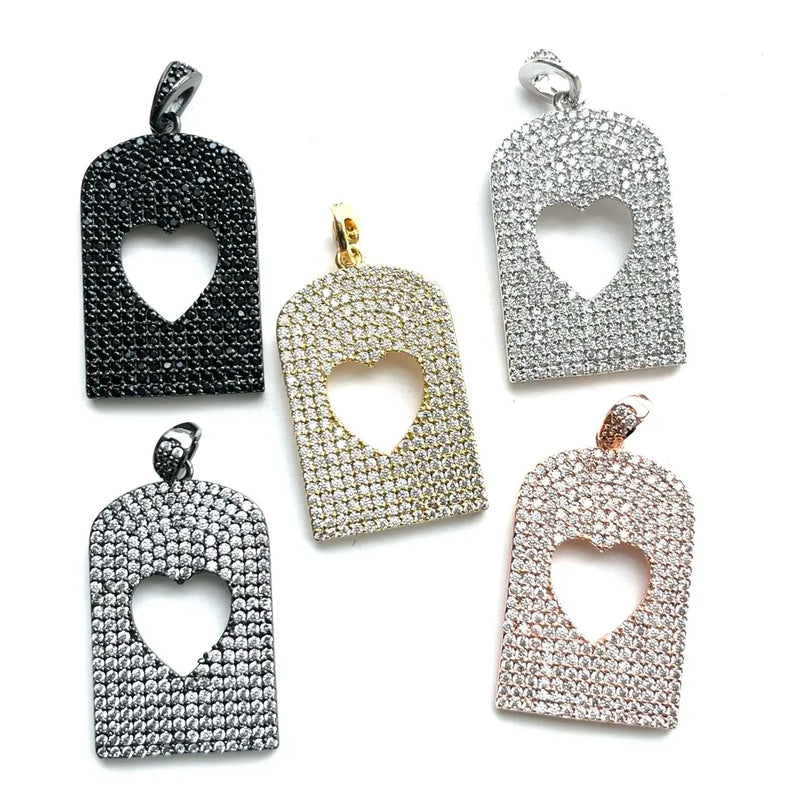 5pcs Micro CZ Heart Charms for Jewelry Accessories