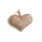 5pcs CZ Paved Heart Pendant Charms Plated for Jewelry