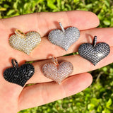5pcs CZ Paved Heart Pendant Charms Plated for Jewelry
