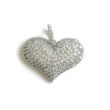 5pcs CZ Paved Heart Pendant Charms Plated for Jewelry
