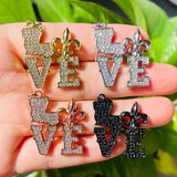 Micro Pave Fleur De Lis LOVE Charm Pendant for Jewelry Making