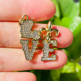 Micro Pave Fleur De Lis LOVE Charm Pendant for Jewelry Making