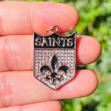 Micro Pave Fleur De Lis Shield Charm for Jewelry Making