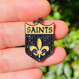 Micro Pave Fleur De Lis Shield Charm for Jewelry Making