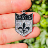 Micro Pave Fleur De Lis Shield Charm for Jewelry Making
