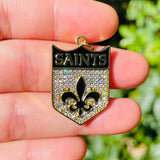 Micro Pave Fleur De Lis Shield Charm for Jewelry Making