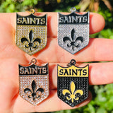 Micro Pave Fleur De Lis Shield Charm for Jewelry Making