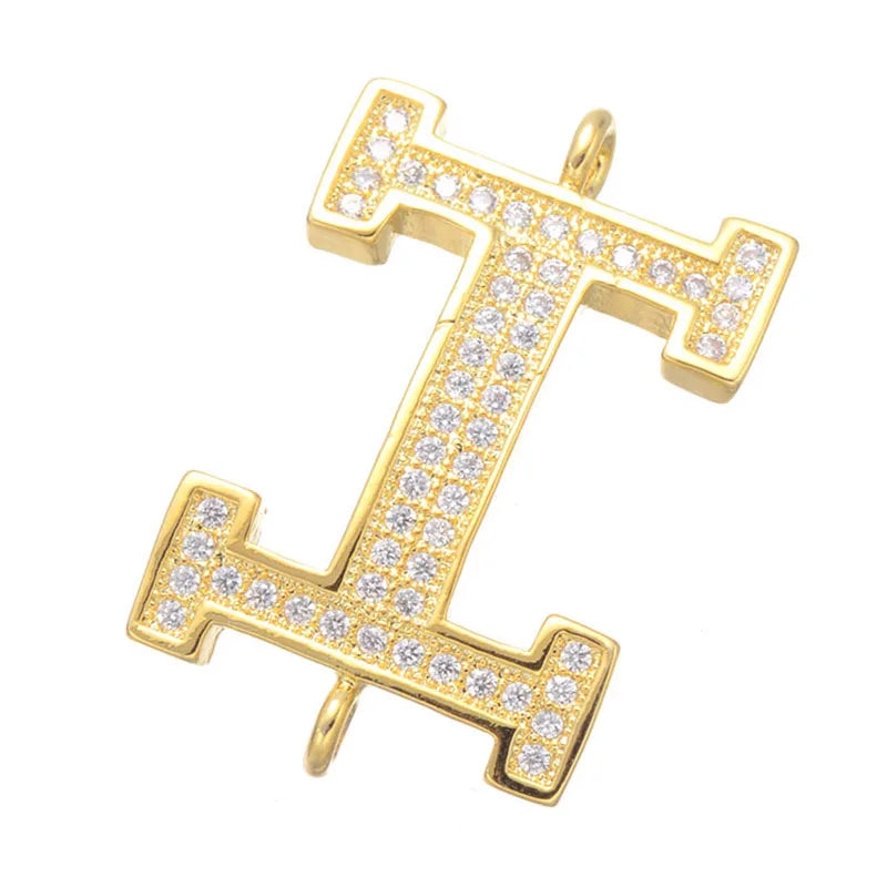 5pcs Micro Pave Zircon I Letter Charms Vintage Berloques