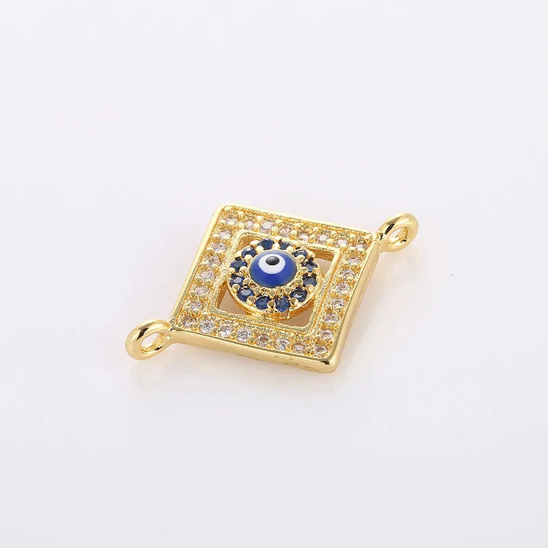 5pcs Evil Eye Charms Micro Pave Zircon Enamel for DIY Crafts Beads