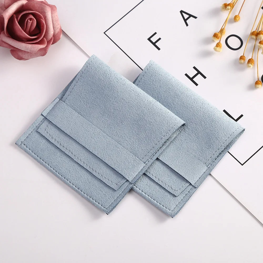5pcs Microfiber Flap Jewelry Bag for Earrings Ring Necklace Storage Pouch