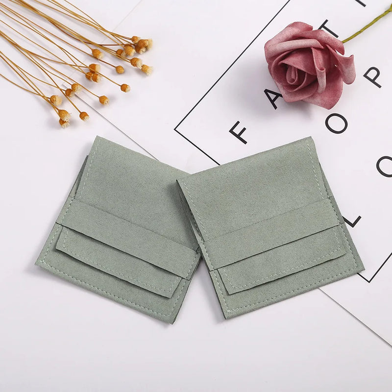 5pcs Microfiber Flap Jewelry Bag for Earrings Ring Necklace Storage Pouch