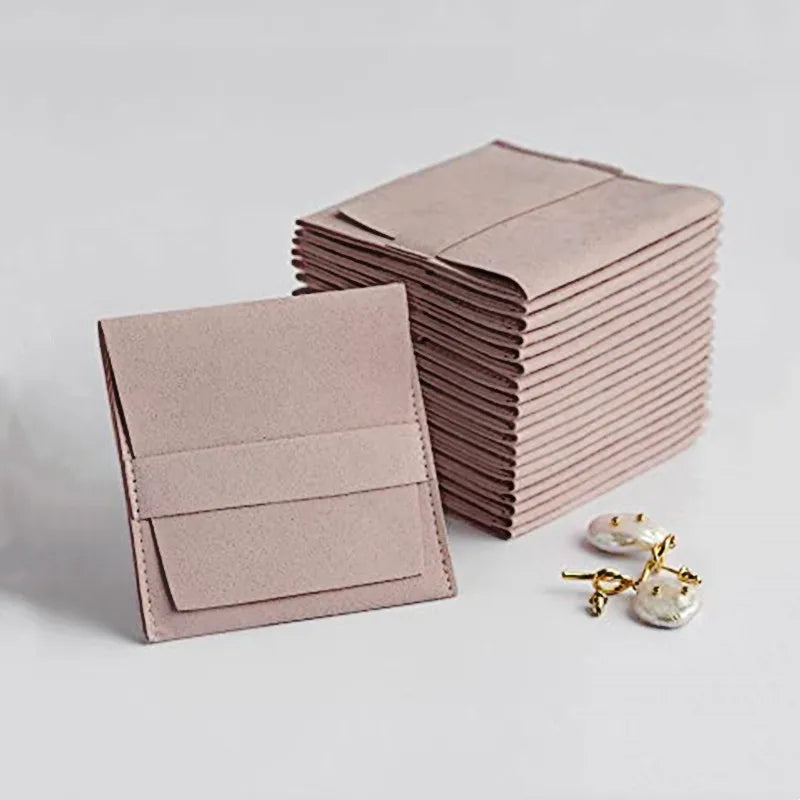 5pcs Microfiber Flap Jewelry Bag for Earrings Ring Necklace Storage Pouch