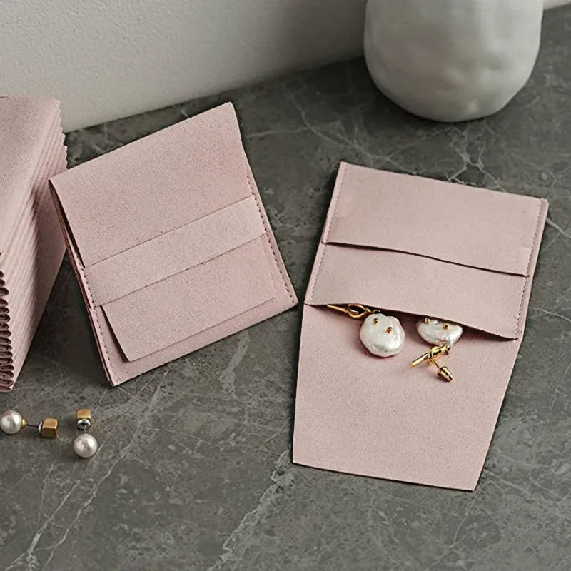 5pcs Microfiber Flap Jewelry Bag for Earrings Ring Necklace Storage Pouch