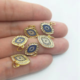 5pcs Evil Eye Shape Pendant Micro Cubic Zircon Paved Woman DIY Jewelry