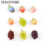 5pcs Mini Crystal Grape Pink Peach Pendant Acetate Resin Jewelry Making DIY Char