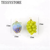5pcs Mini Crystal Grape Pink Peach Pendant Acetate Resin Jewelry Making DIY Char