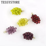 5pcs Mini Crystal Grape Pink Peach Pendant Acetate Resin Jewelry Making DIY Char