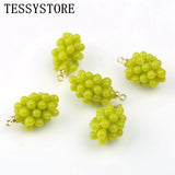 5pcs Mini Crystal Grape Pink Peach Pendant Acetate Resin Jewelry Making DIY Char