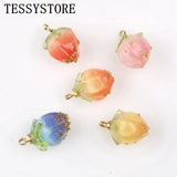 5pcs Mini Crystal Grape Pink Peach Pendant Acetate Resin Jewelry Making DIY Char