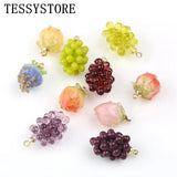5pcs Mini Crystal Grape Pink Peach Pendant Acetate Resin Jewelry Making DIY Char