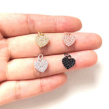5pcs Mini Heart Pendant Women Jewelry Clear Rhinestone CZ Pave Charm