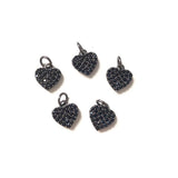 5pcs Mini Heart Pendant Women Jewelry Clear Rhinestone CZ Pave Charm