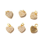 5pcs Mini Heart Pendant Women Jewelry Clear Rhinestone CZ Pave Charm