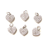 5pcs Mini Heart Pendant Women Jewelry Clear Rhinestone CZ Pave Charm