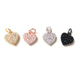 5pcs Mini Heart Pendant Women Jewelry Clear Rhinestone CZ Pave Charm
