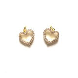 5pcs Small Heart Charm Clear Rhinestone Pave Pendant Bracelet Necklace