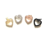 5pcs Small Heart Charm Clear Rhinestone Pave Pendant Bracelet Necklace