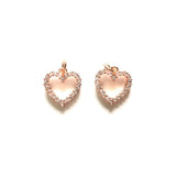 5pcs Small Heart Charm Clear Rhinestone Pave Pendant Bracelet Necklace