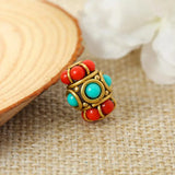 5pcs Tibetan Brass & Clay Beads for Necklace Making DIY