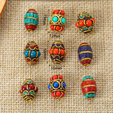 5pcs Tibetan Brass & Clay Beads for Necklace Making DIY