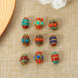 5pcs Tibetan Brass & Clay Beads for Necklace Making DIY