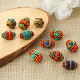 5pcs Tibetan Brass & Clay Beads for Necklace Making DIY