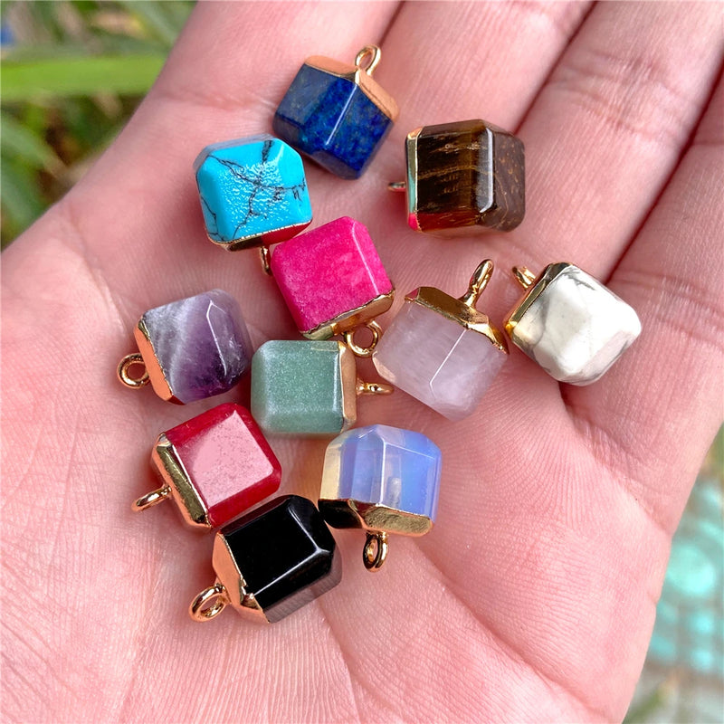 5pcs Mixed Natural Stone Pendant Charms Jewelry Accessories