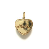 Mom Heart Charms for Jewelry Making CZ Gold-Plated Accessory