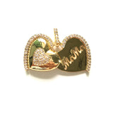 Mom Heart Charms for Jewelry Making CZ Gold-Plated Accessory