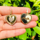 Mom Heart Charms for Jewelry Making CZ Gold-Plated Accessory