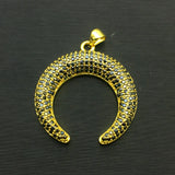 5pcs Moon Necklace Charms Plated Zircon Vintage Amulet