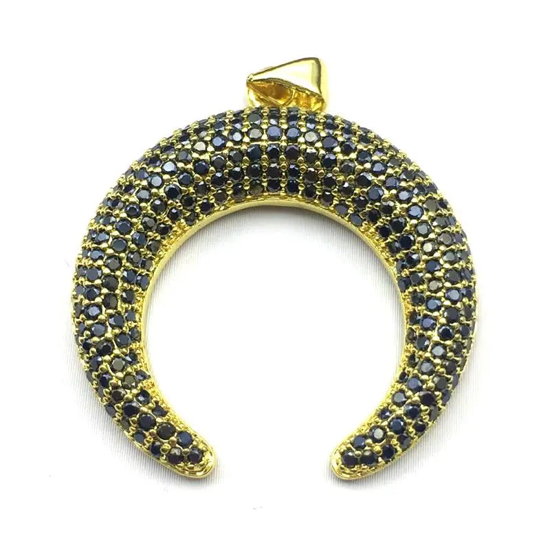 5pcs Moon Necklace Charms Plated Zircon Vintage Amulet