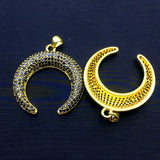 5pcs Moon Necklace Charms Plated Zircon Vintage Amulet