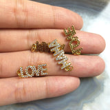 Mother's Gift Letter Words Plated Brass Pendant CZ Paved Necklace DIY Jewelry