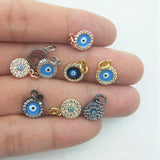 5pcs Evil Eye Pendant Silver Micropave Zircon Drop Craft DIY Necklace Gift