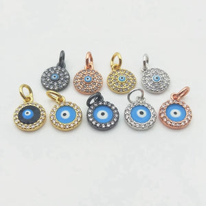 5pcs Evil Eye Pendant Silver Micropave Zircon Drop Craft DIY Necklace Gift