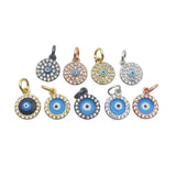 5pcs Evil Eye Pendant Silver Micropave Zircon Drop Craft DIY Necklace Gift