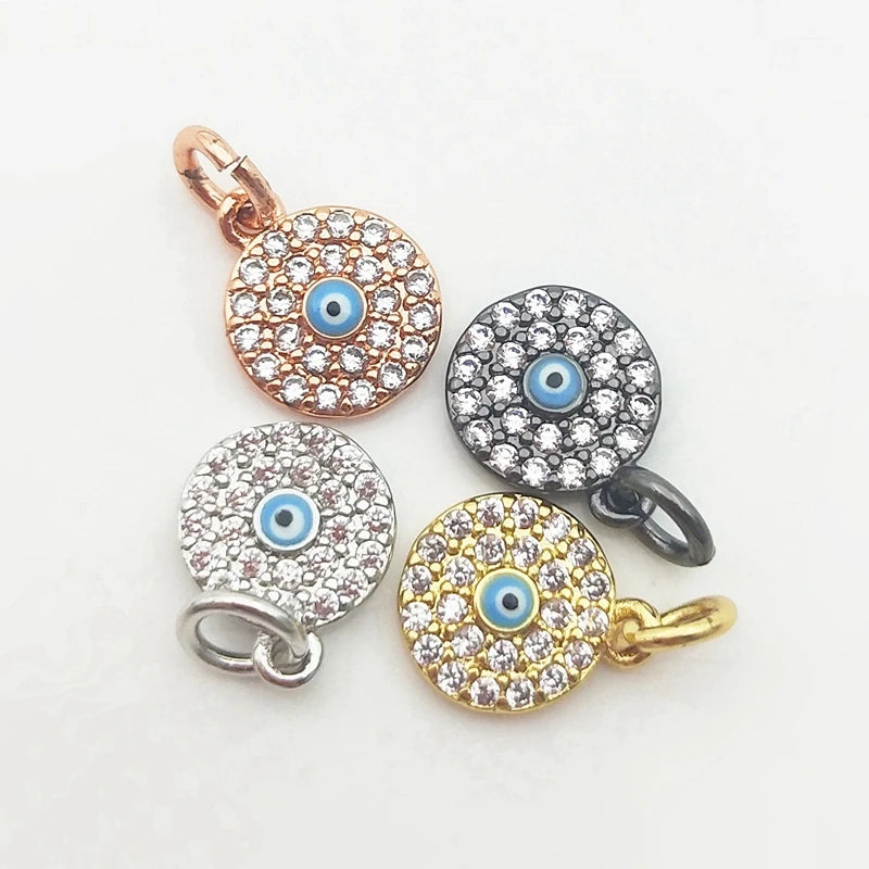 5pcs Evil Eye Pendant Silver Micropave Zircon Drop Craft DIY Necklace Gift