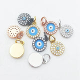 5pcs Evil Eye Pendant Silver Micropave Zircon Drop Craft DIY Necklace Gift