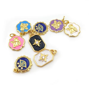5pcs Vintage Stars Evil Eye Angel Cupid Pendant Charm DIY Necklaces